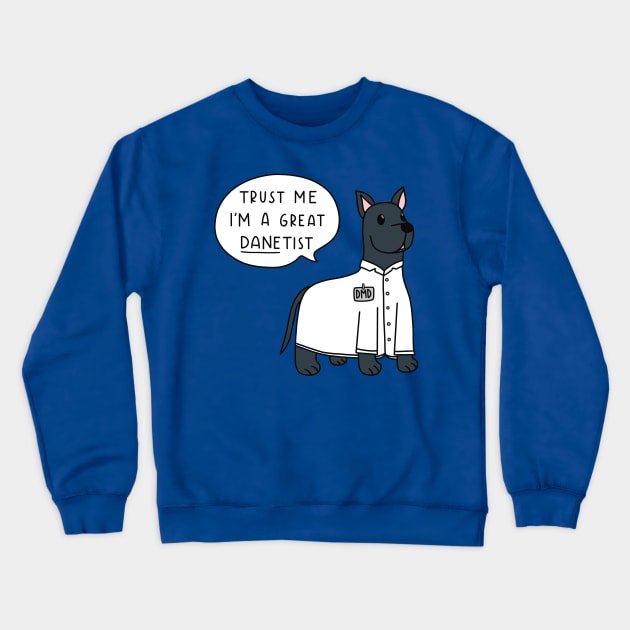 Danetist Funny Blue Great Dane Dentist Crewneck Sweatshirt by Sofia Sava